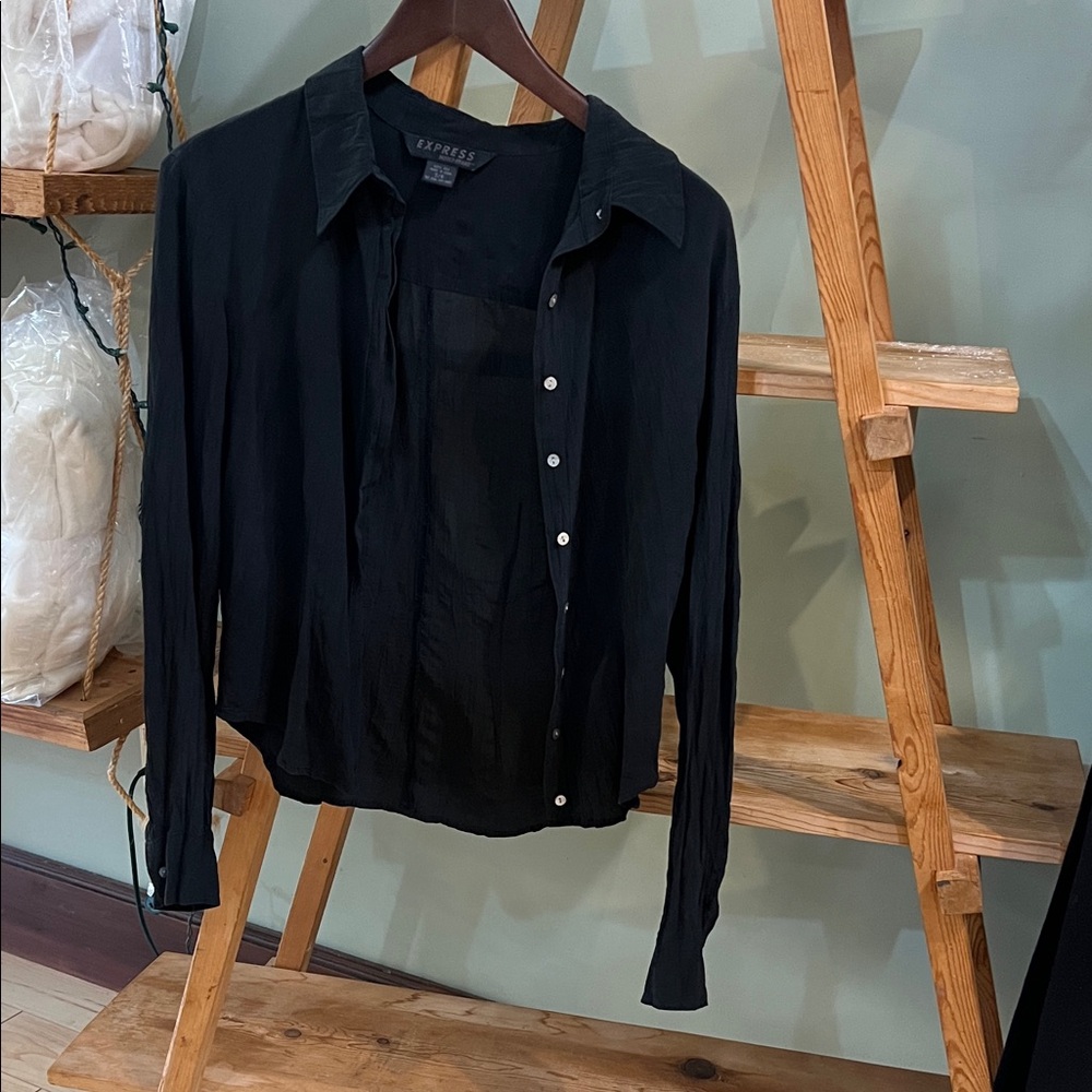Express Women’s Black Casual Button Down Shirt